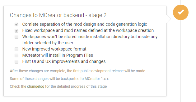 MCreator 2 roadmap at the time of 1.8.2 release